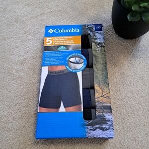 Columbia Men's Boxer Briefs 5 Pack Size Large Contour Support Black Grey Blue